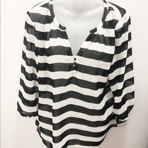 Ann Taylor Factory Store B&W Striped Blouse